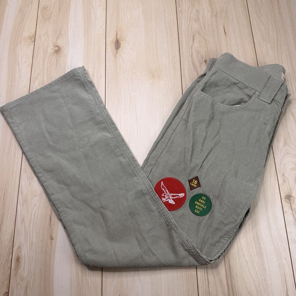 Bare Knuckles BK Corduroy Bootcut Patches Pants Seafoam Green - Men's Size 30